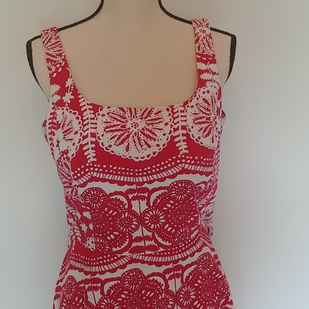 Breakin' Loose Red Print on White Dress Sz 10 - Picture 6 of 9